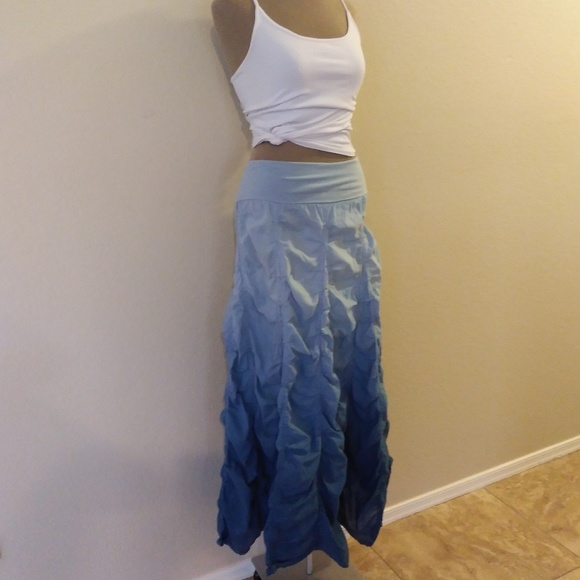 ELAN Dresses & Skirts - BLUE HOMBRE CRINKLED BOHO FESTIVAL MAXI SKIRT
